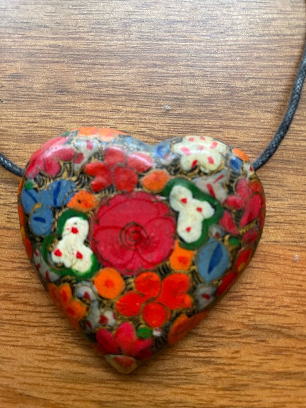 Handpainted wooden necklace